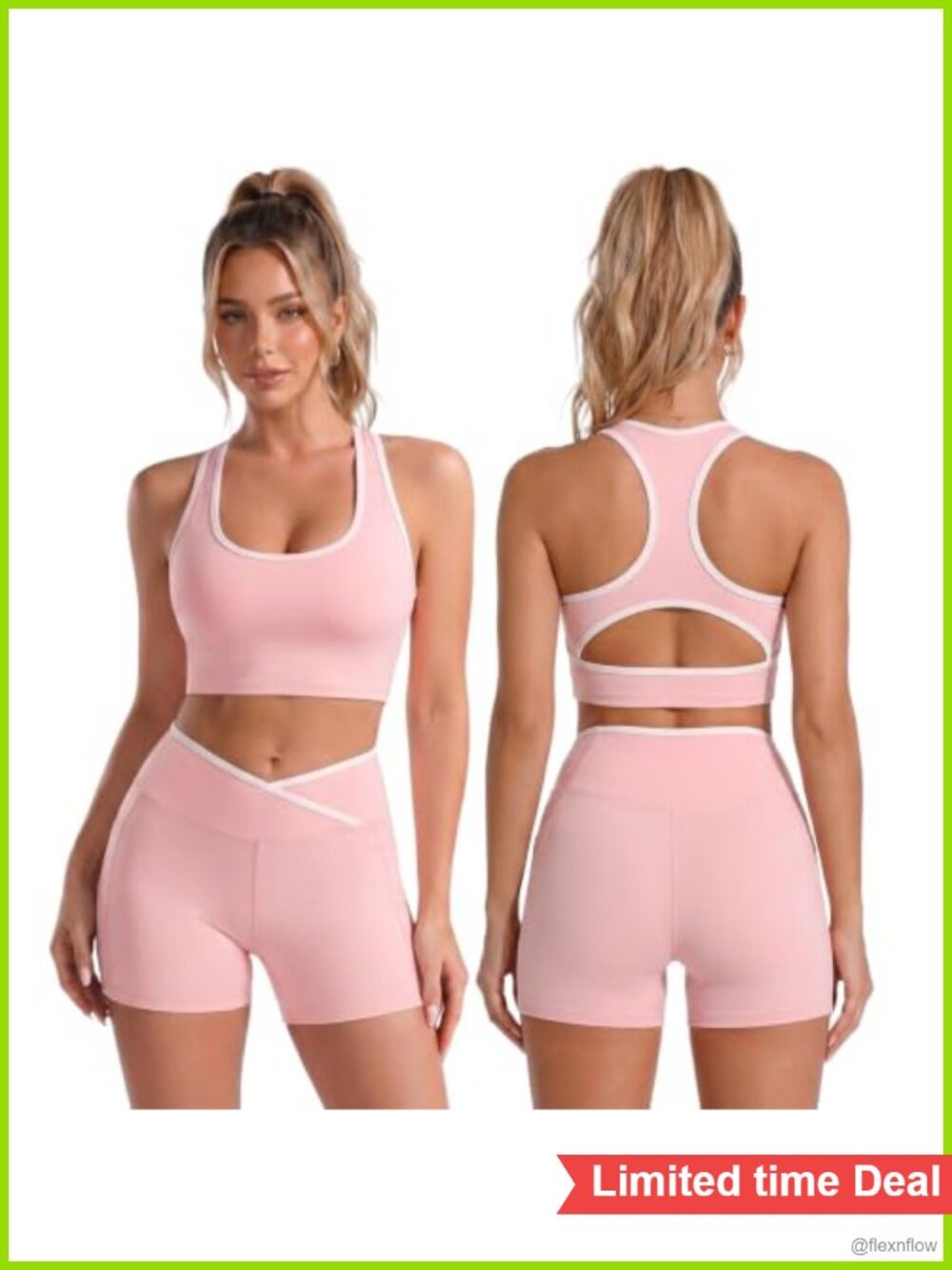 Women Workout Set Racerback Sports Bra Crop Tank High Waist Shorts